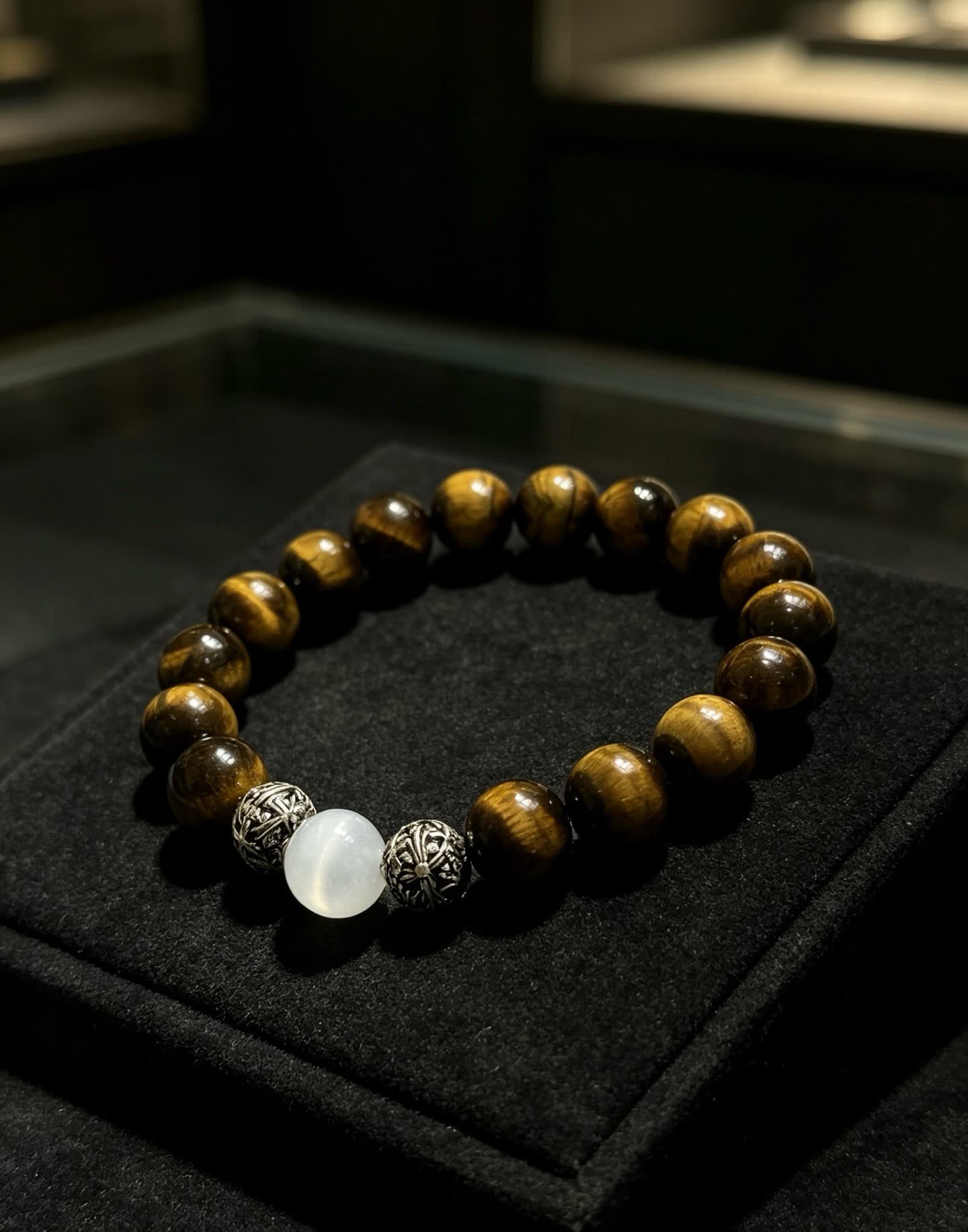 Chrome Hearts Tiger's Eye and White Quartz Beaded Bracelet